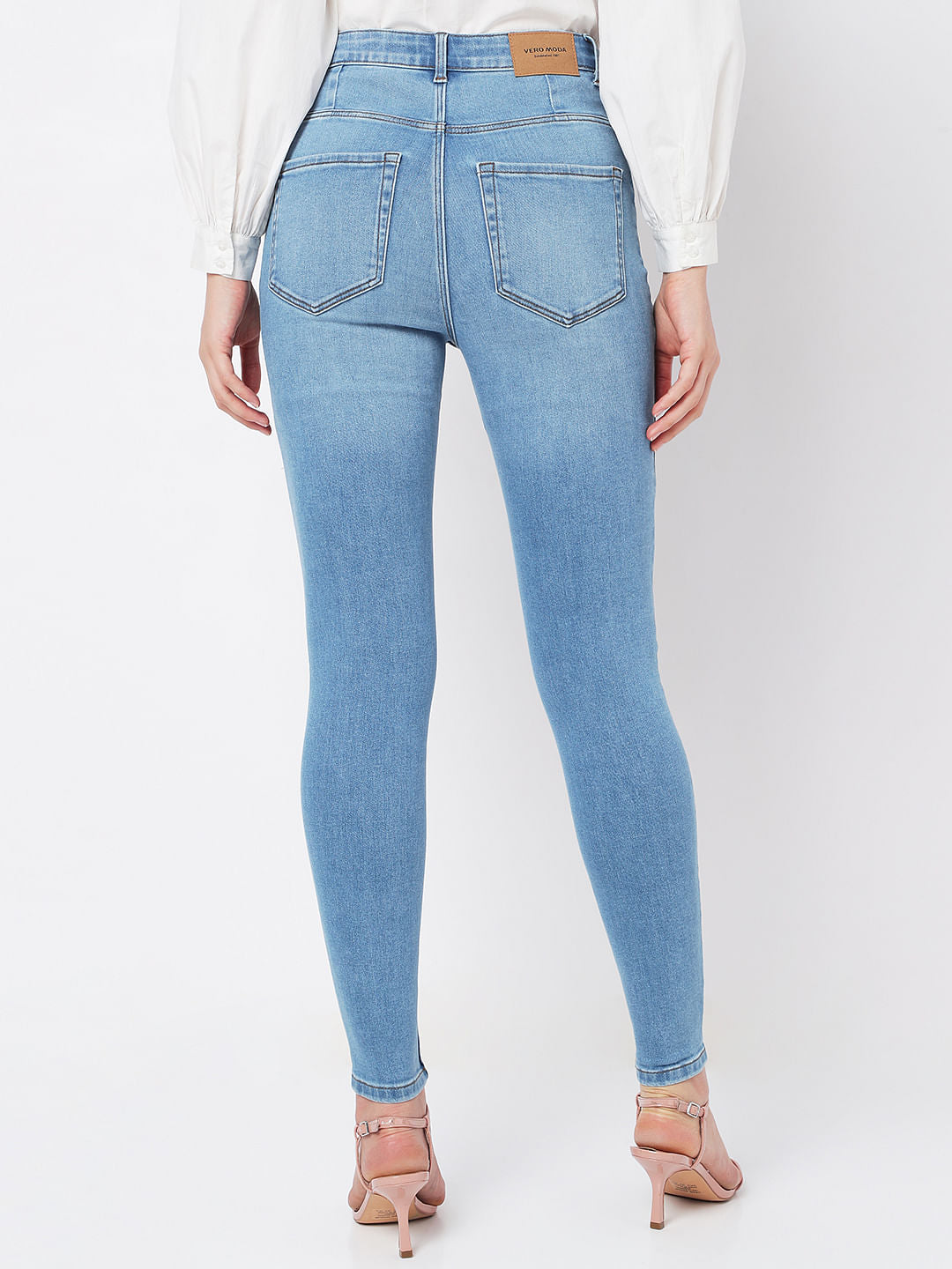Light Blue High Rise Buttoned Wendy Skinny Jeans