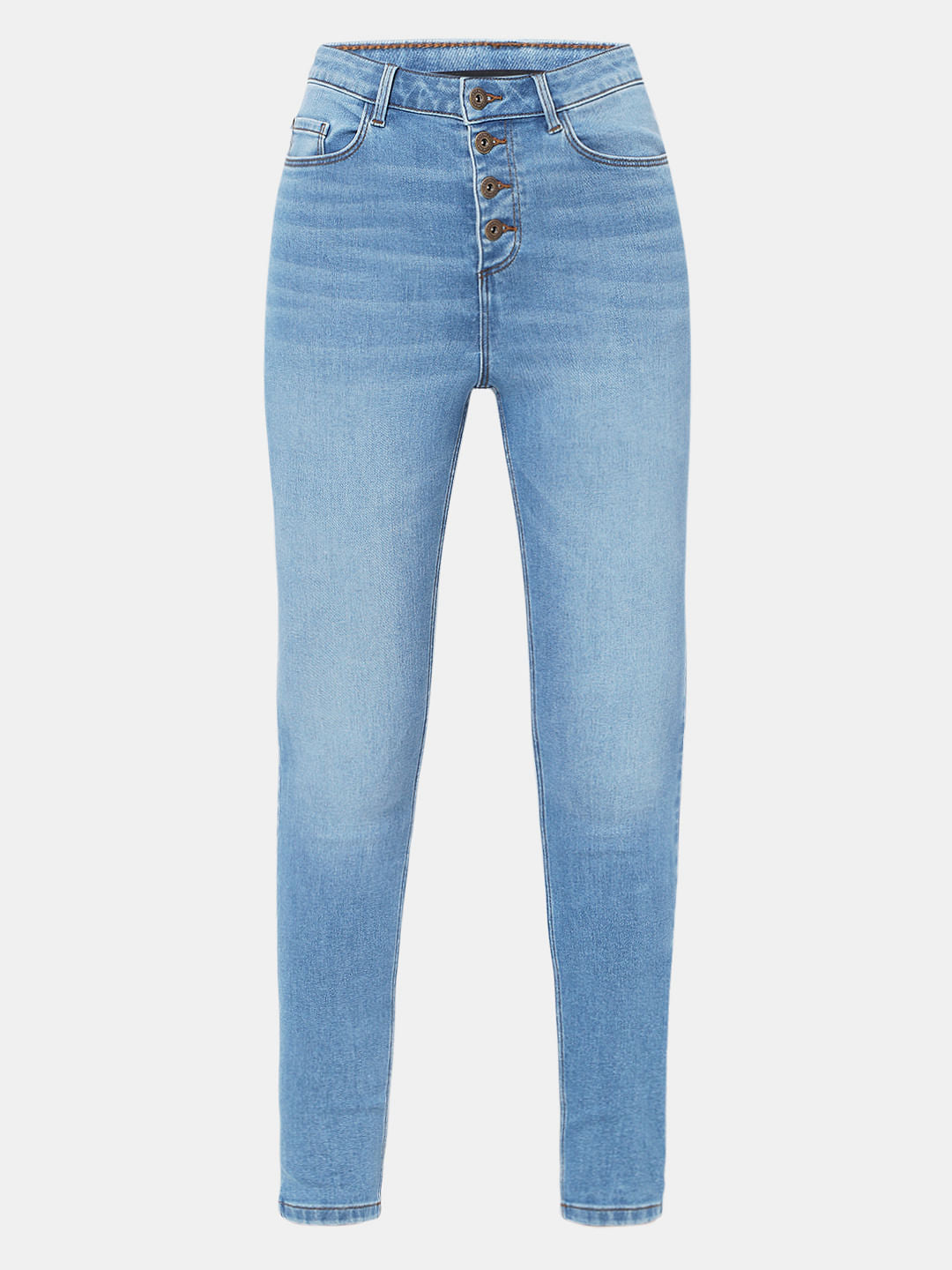 Light Blue High Rise Buttoned Wendy Skinny Jeans