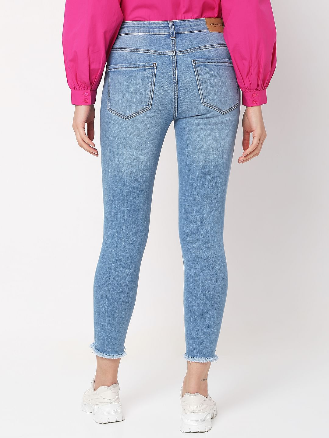 Light Blue Mid Rise Distressed Wendy Skinny Jeans