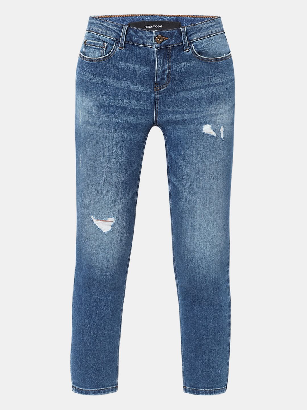 Light Blue Mid Rise Distressed Wendy Skinny Jeans