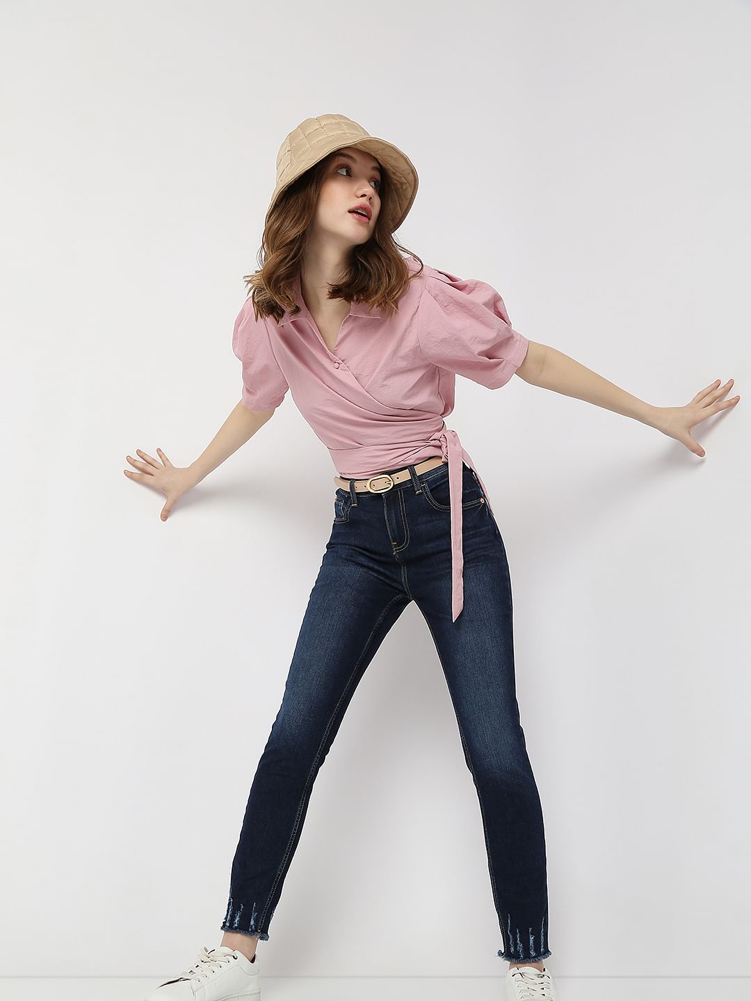 Blue High Rise Distressed Wendy Skinny Jeans