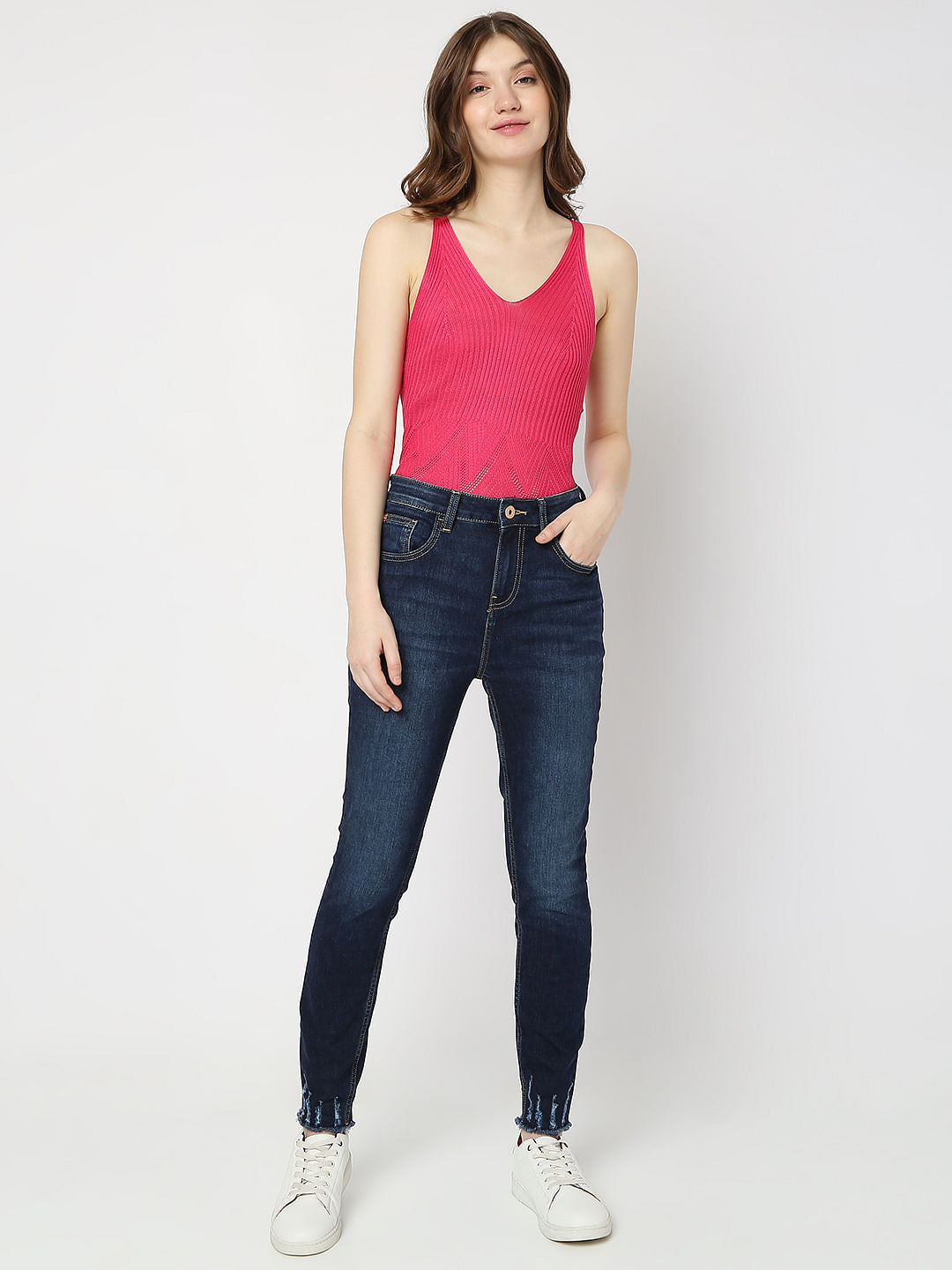 Blue High Rise Distressed Wendy Skinny Jeans