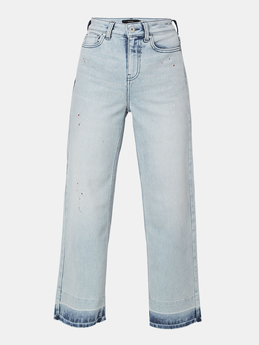 Blue High Rise Washed Jade Straight Fit Jeans