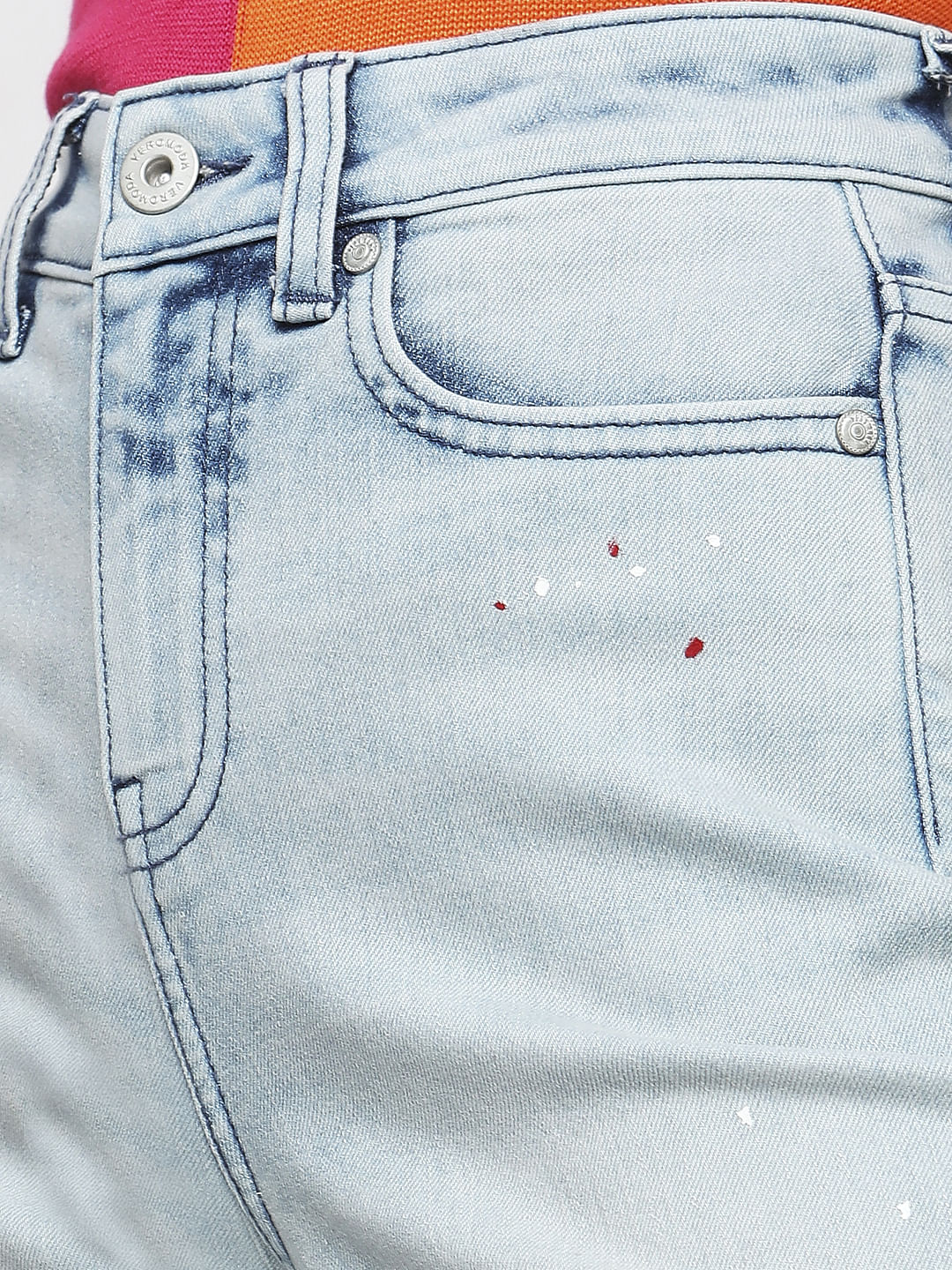 Blue High Rise Washed Jade Straight Fit Jeans