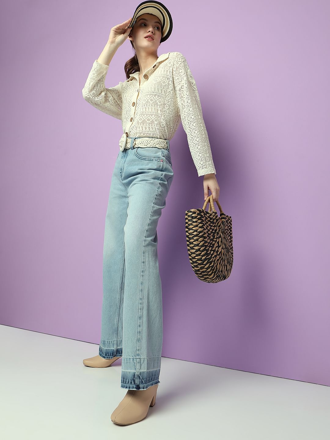 Blue High Rise Jade Straight Fit Jeans