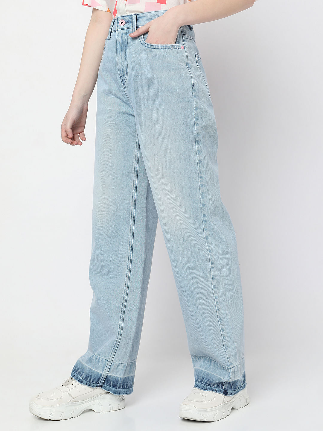 Blue High Rise Jade Straight Fit Jeans
