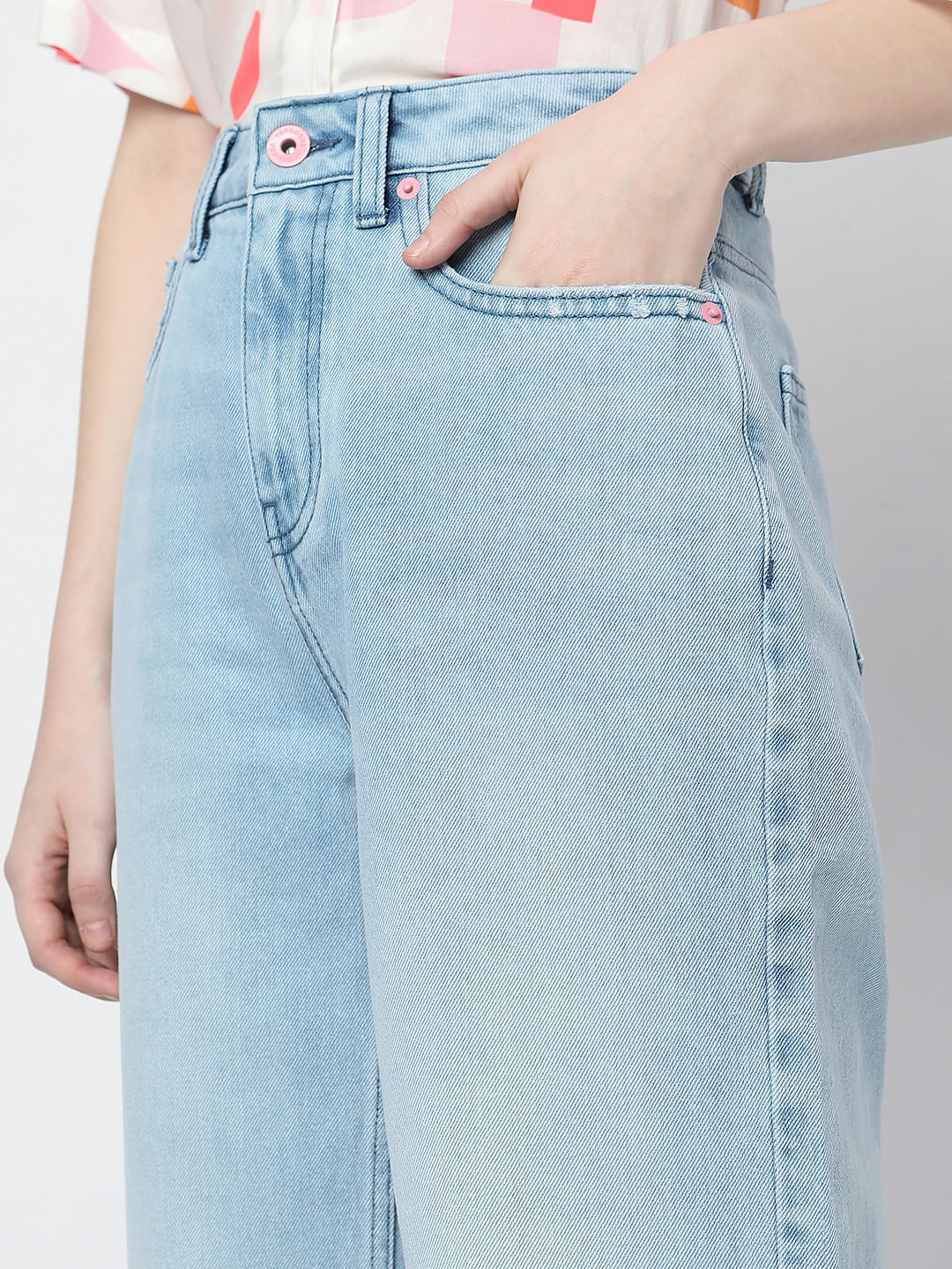 Blue High Rise Jade Straight Fit Jeans