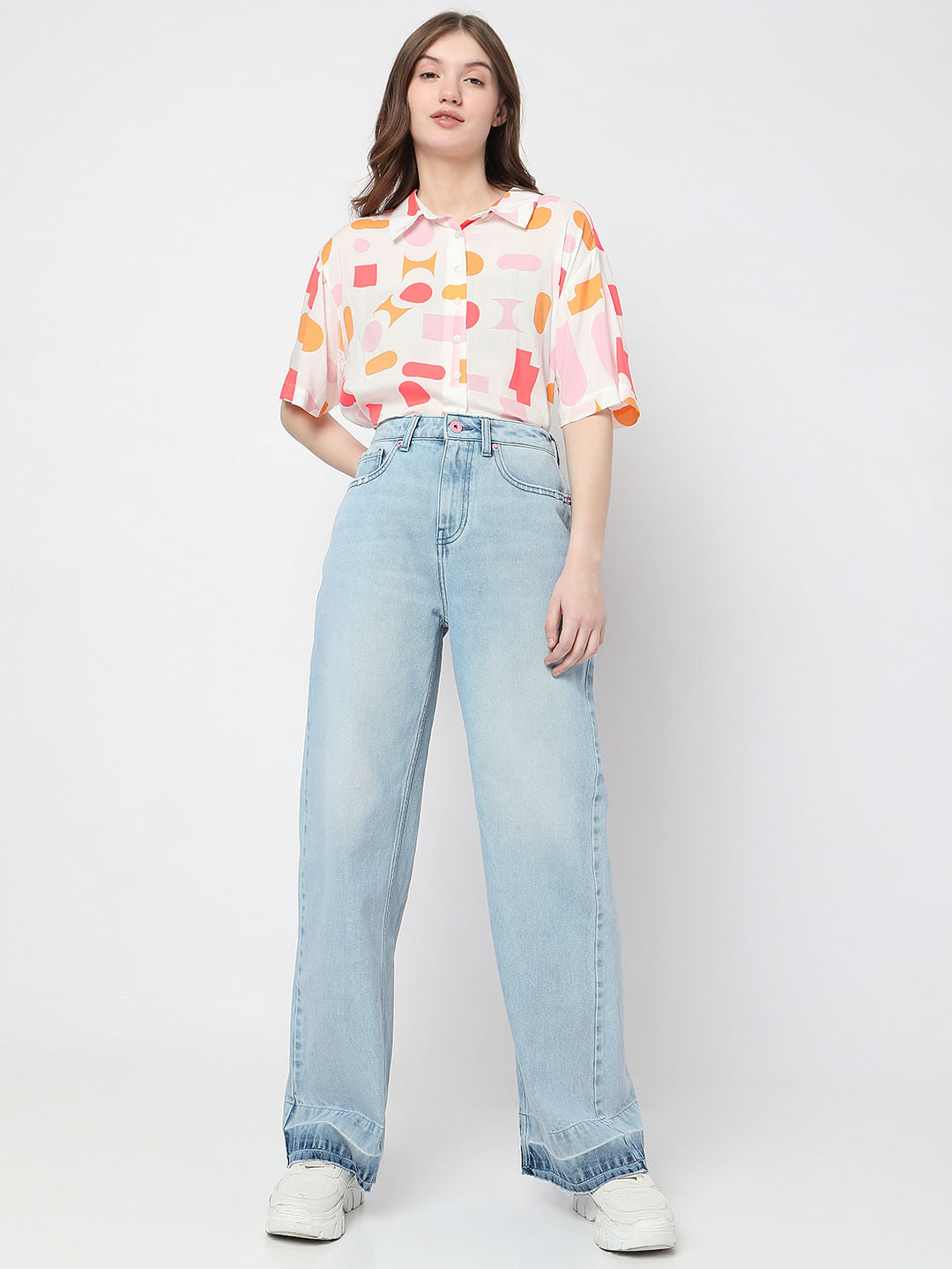 Blue High Rise Jade Straight Fit Jeans