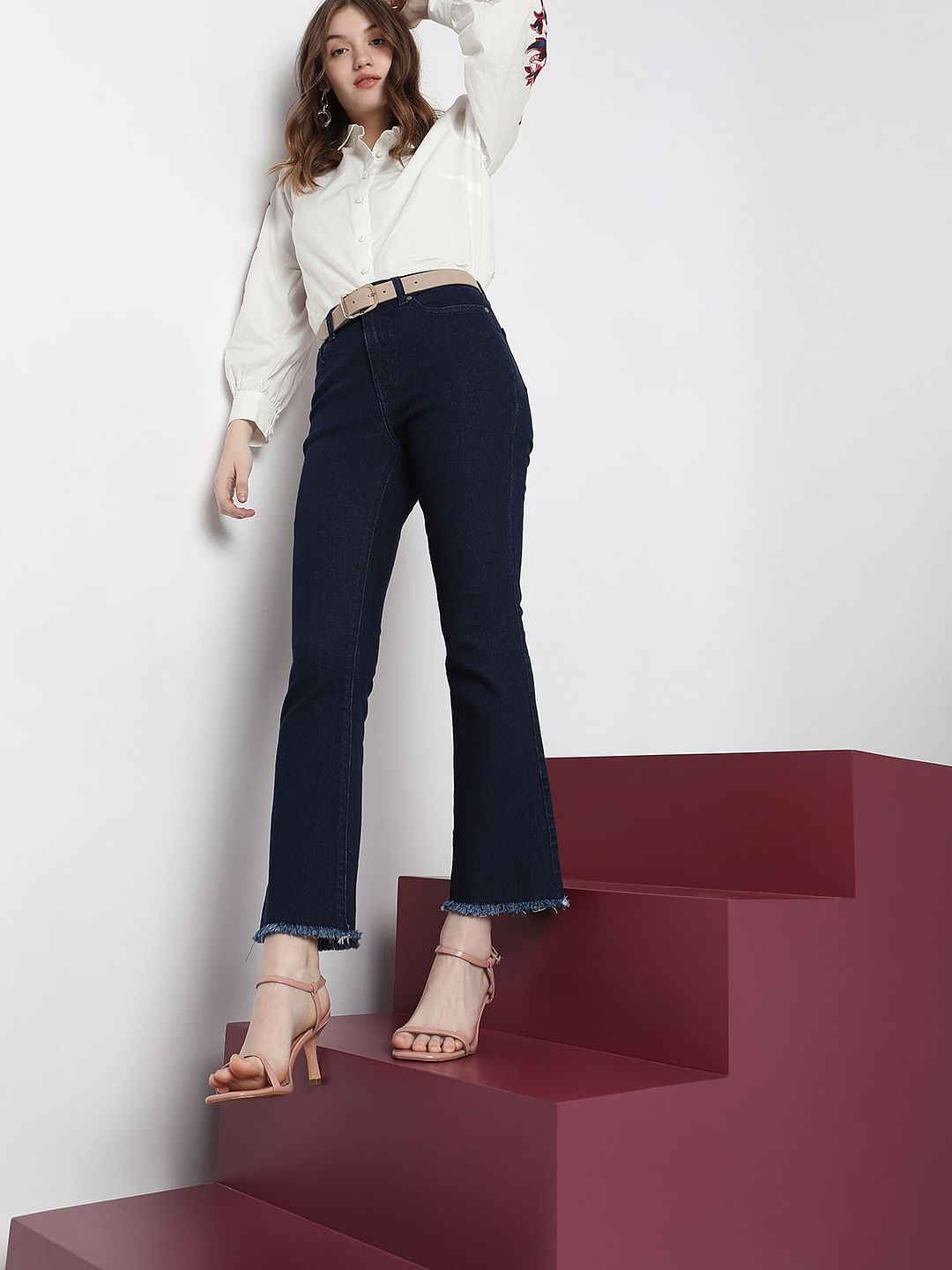 Dark Blue High Rise Petra Bootcut Jeans