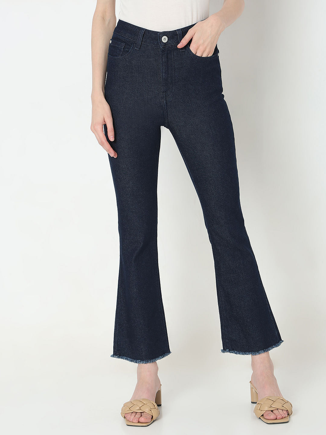 Dark Blue High Rise Bootcut Jeans