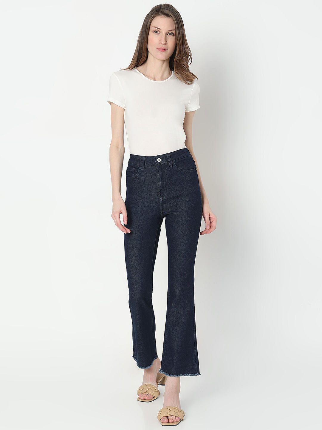 Dark Blue High Rise Bootcut Jeans
