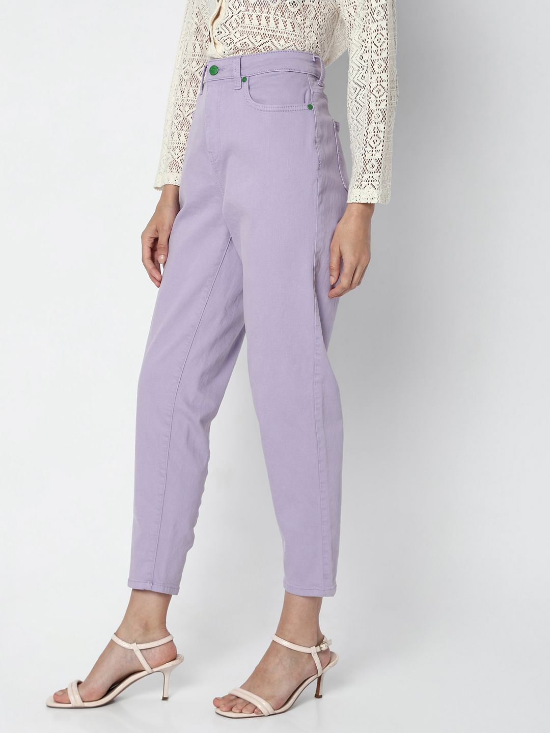 Purple High Rise Jade Straight Fit Jeans