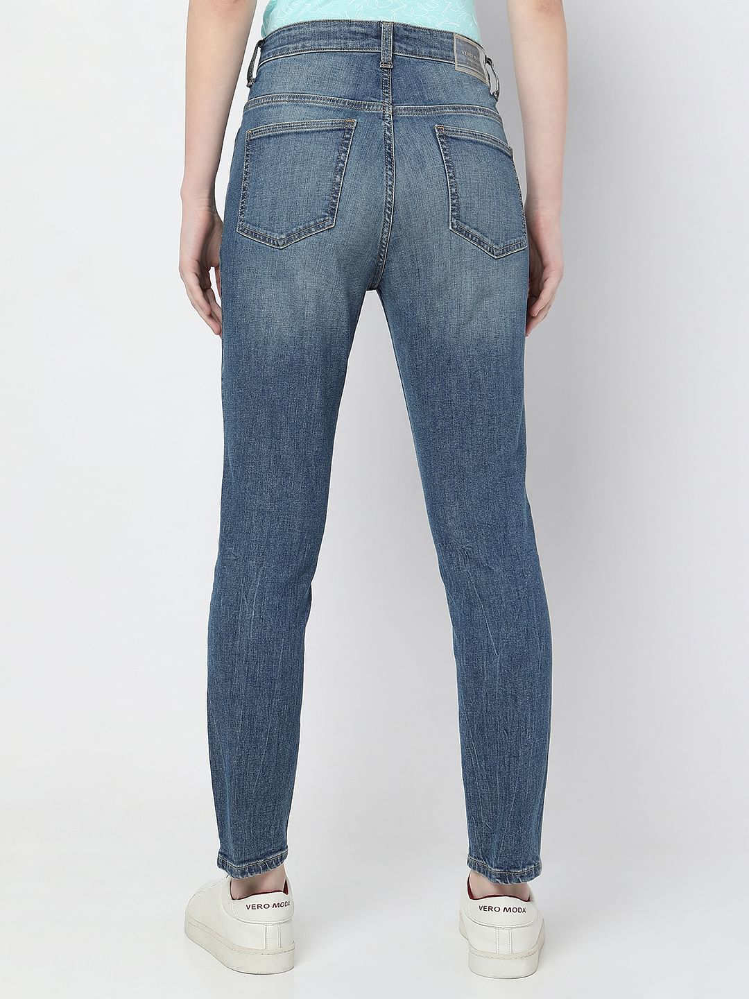 Blue High Rise Distressed Wendy Skinny Jeans