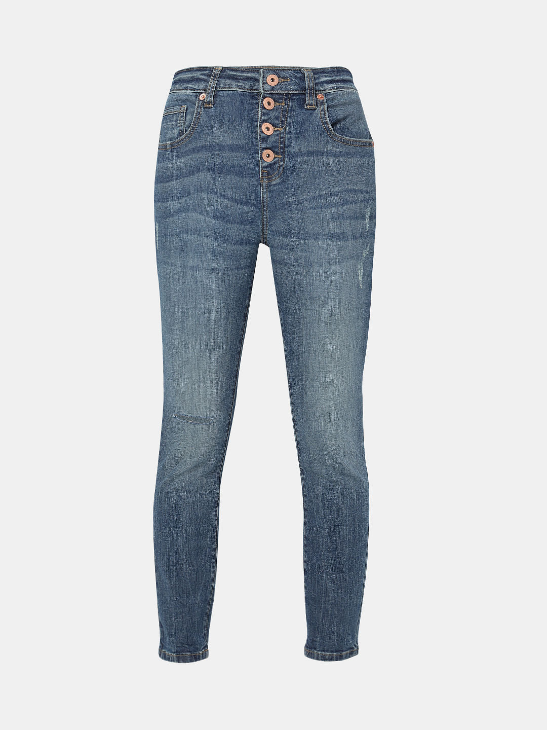 Blue High Rise Distressed Wendy Skinny Jeans