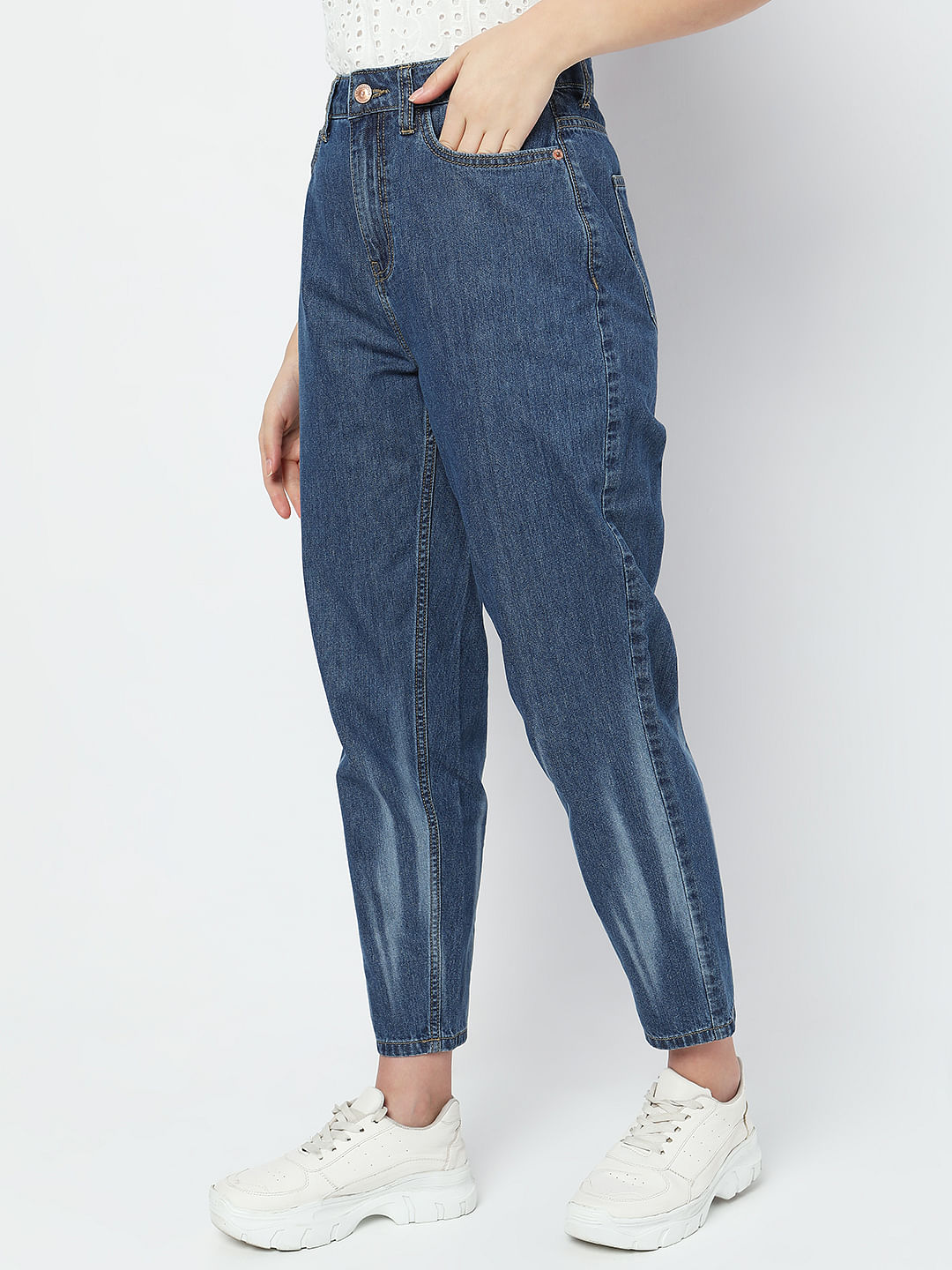 Blue High Rise Jade Straight Fit Jeans