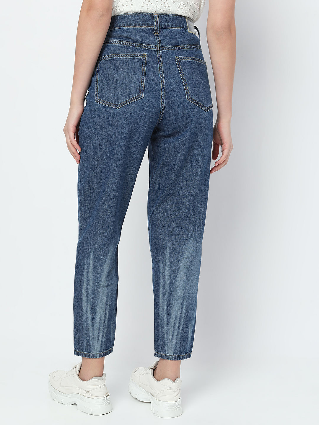 Blue High Rise Jade Straight Fit Jeans