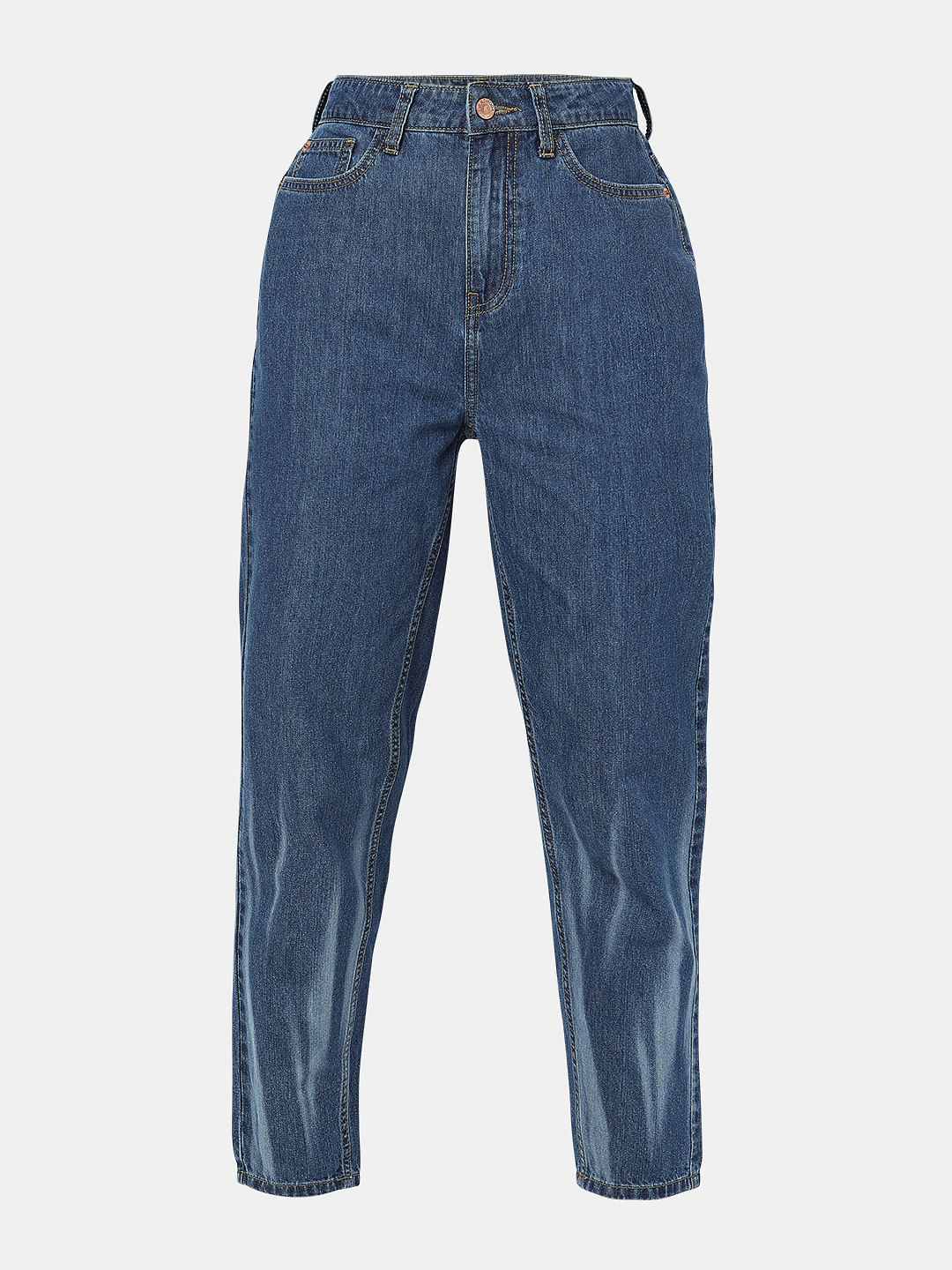 Blue High Rise Jade Straight Fit Jeans
