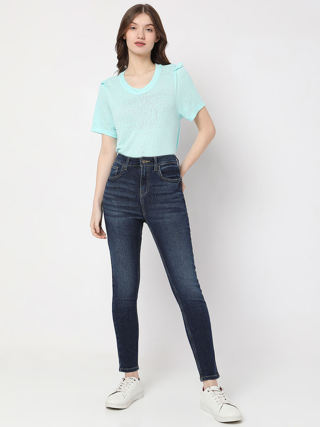 Blue High Rise Pushup Wendy Skinny Jeans