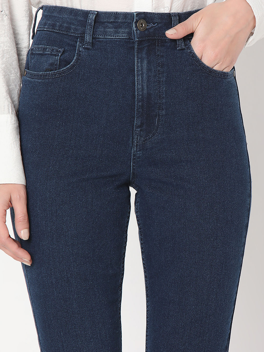 Dark Blue High Rise Flared Jeans