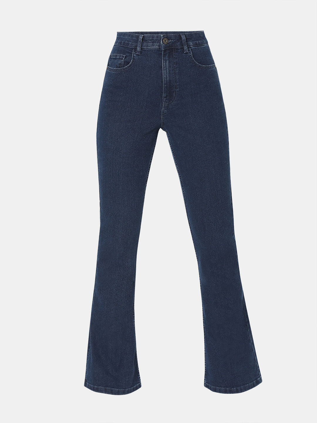 Dark Blue High Rise Flared Jeans