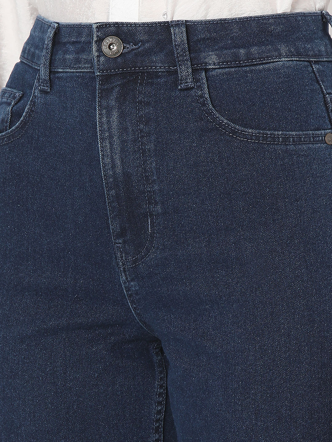 Dark Blue High Rise Flared Jeans