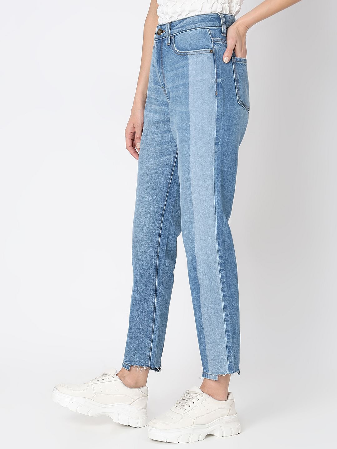 Light Blue Two-Toned Jade Straight Jeans