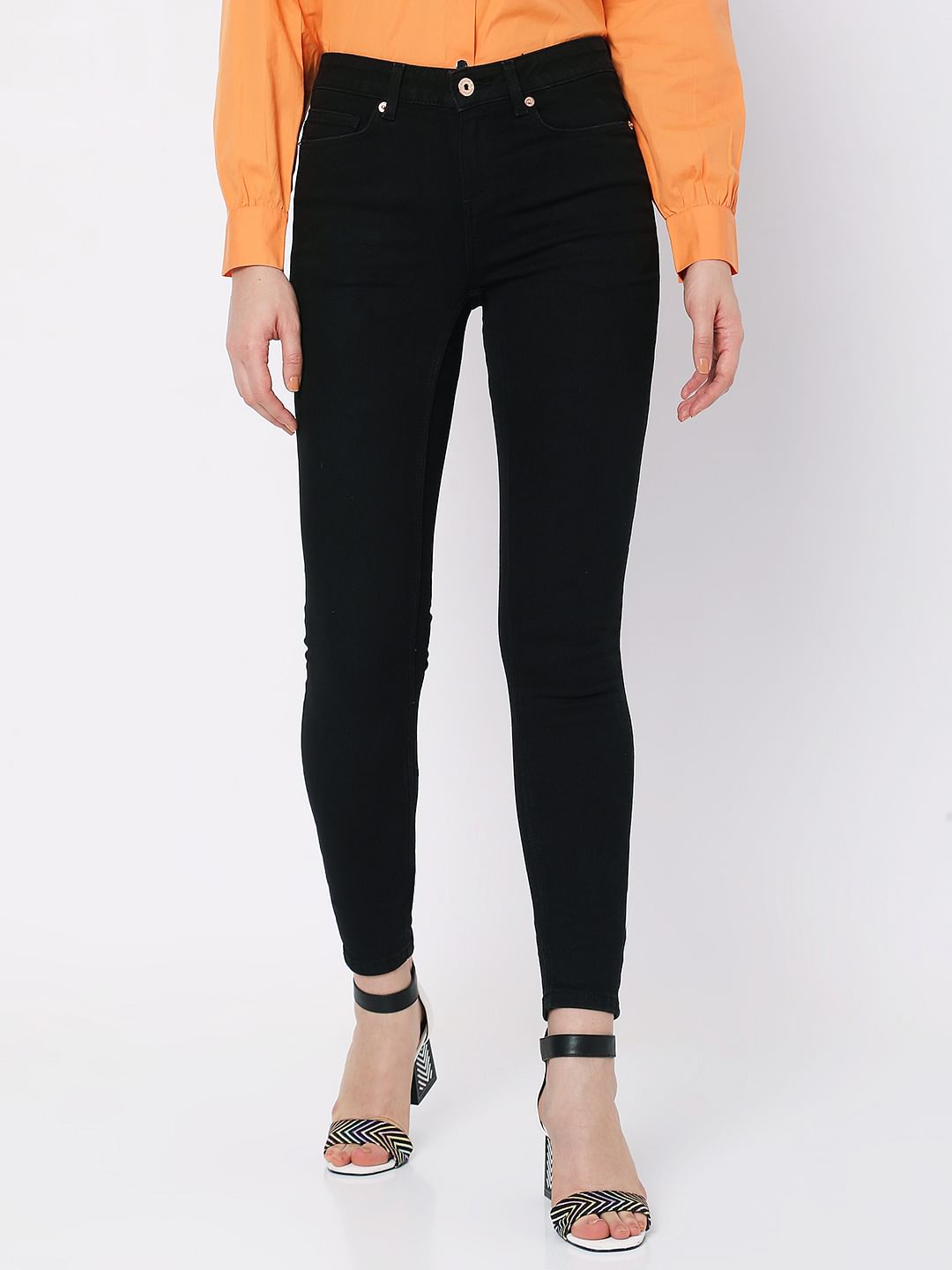 Black Mid Rise Wendy Skinny Jeans