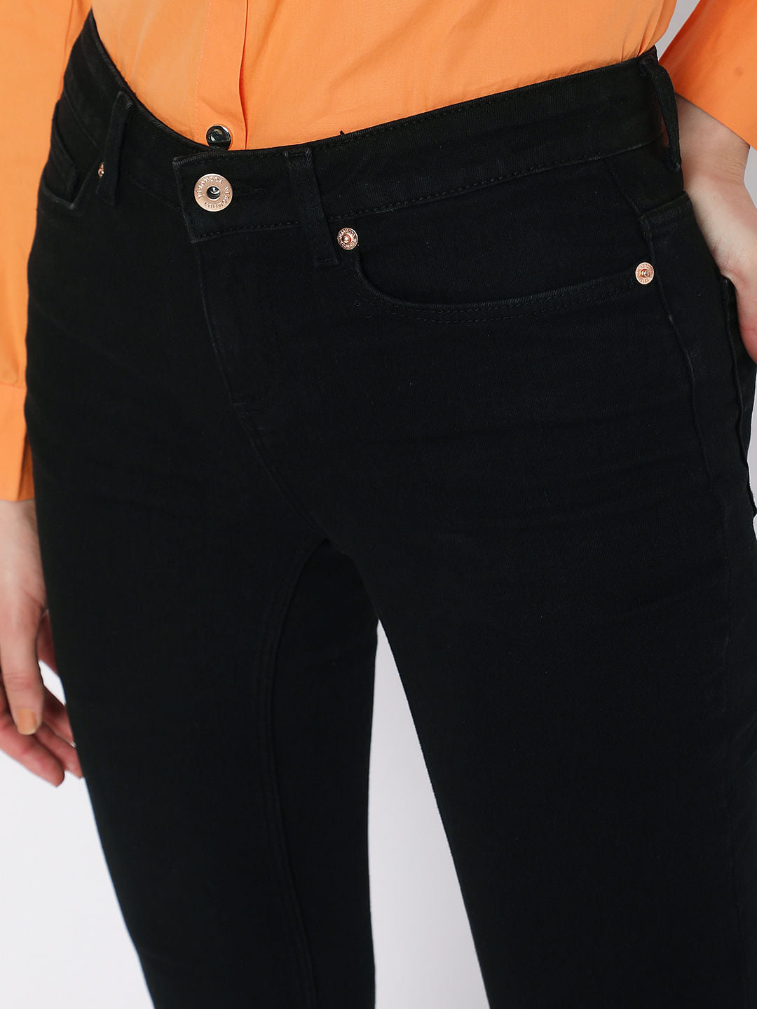Black Mid Rise Wendy Skinny Jeans