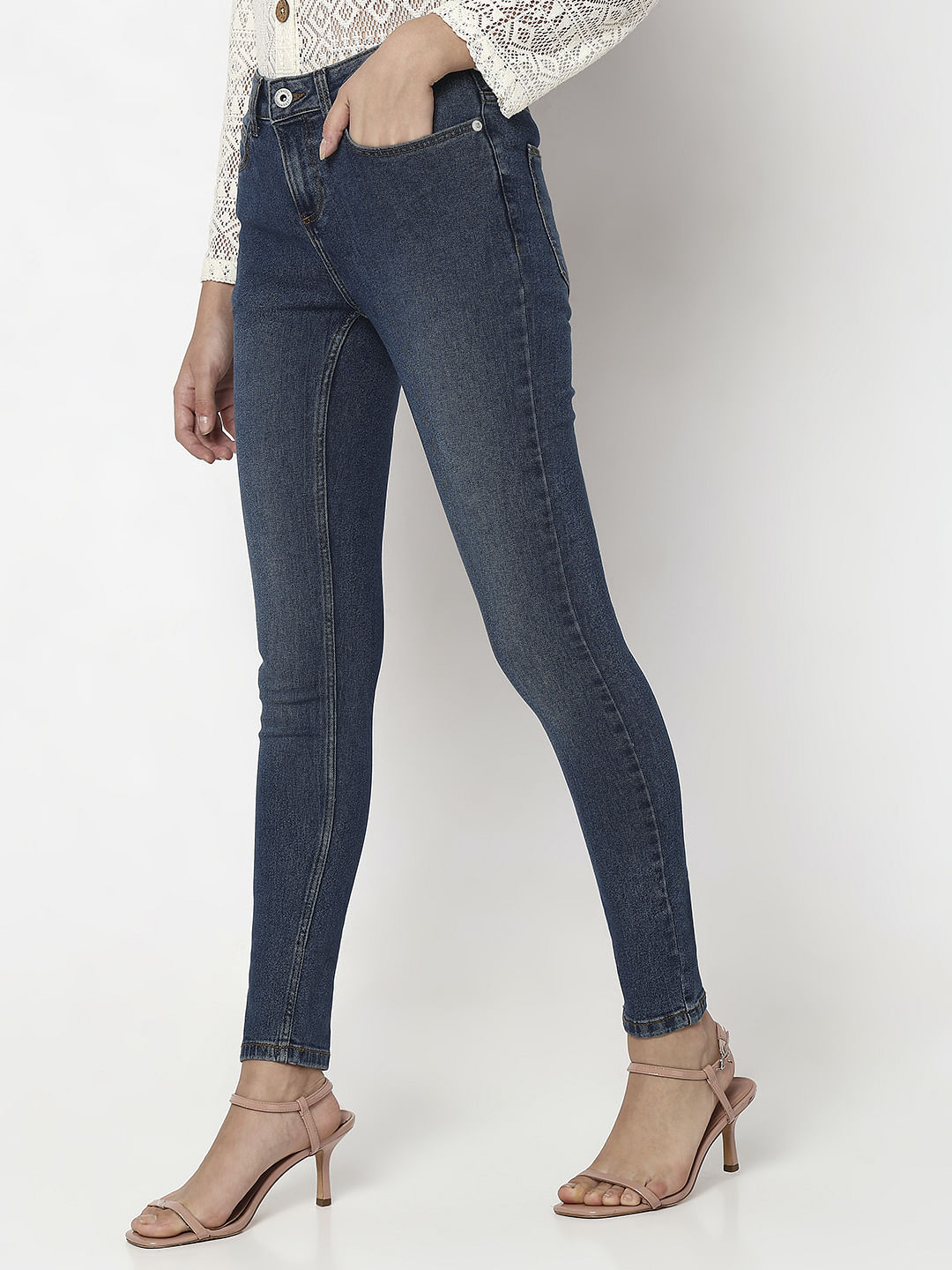 Blue Mid Rise Wendy Skinny Fit Jeans