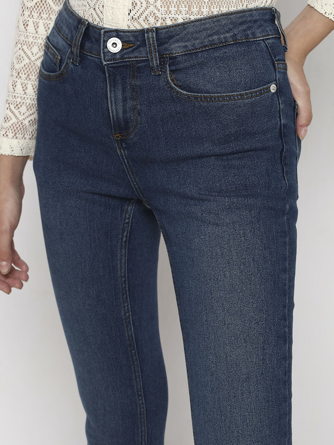 Blue Mid Rise Wendy Skinny Fit Jeans
