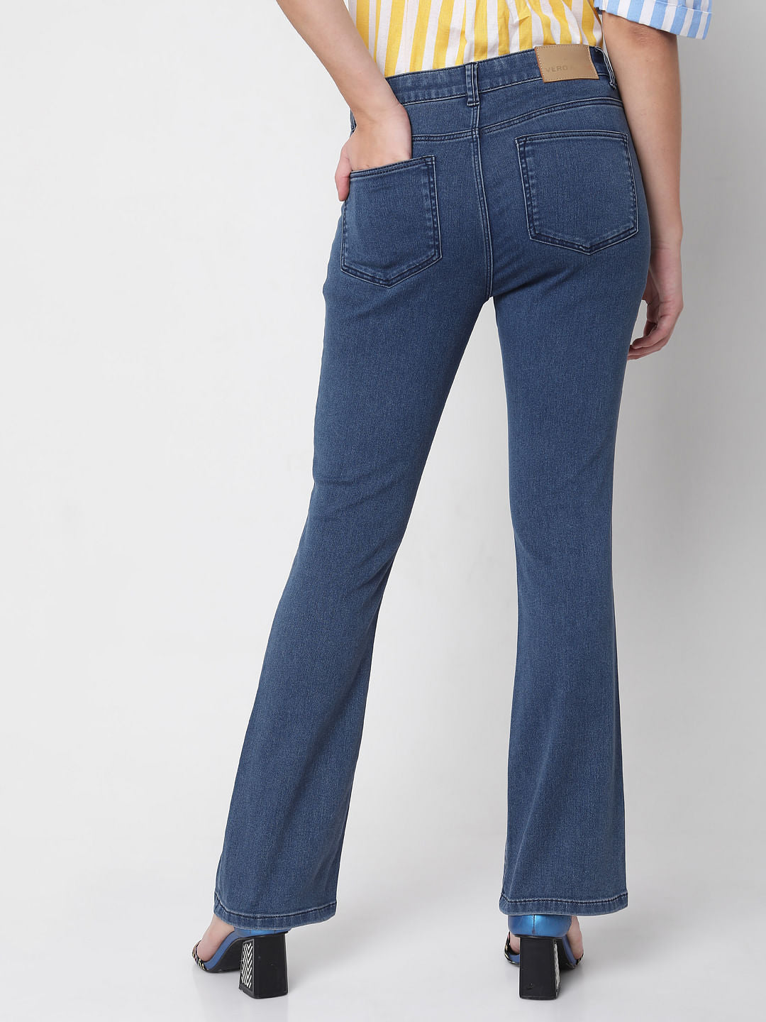 Blue Mid Rise Petra Bootcut Jeans