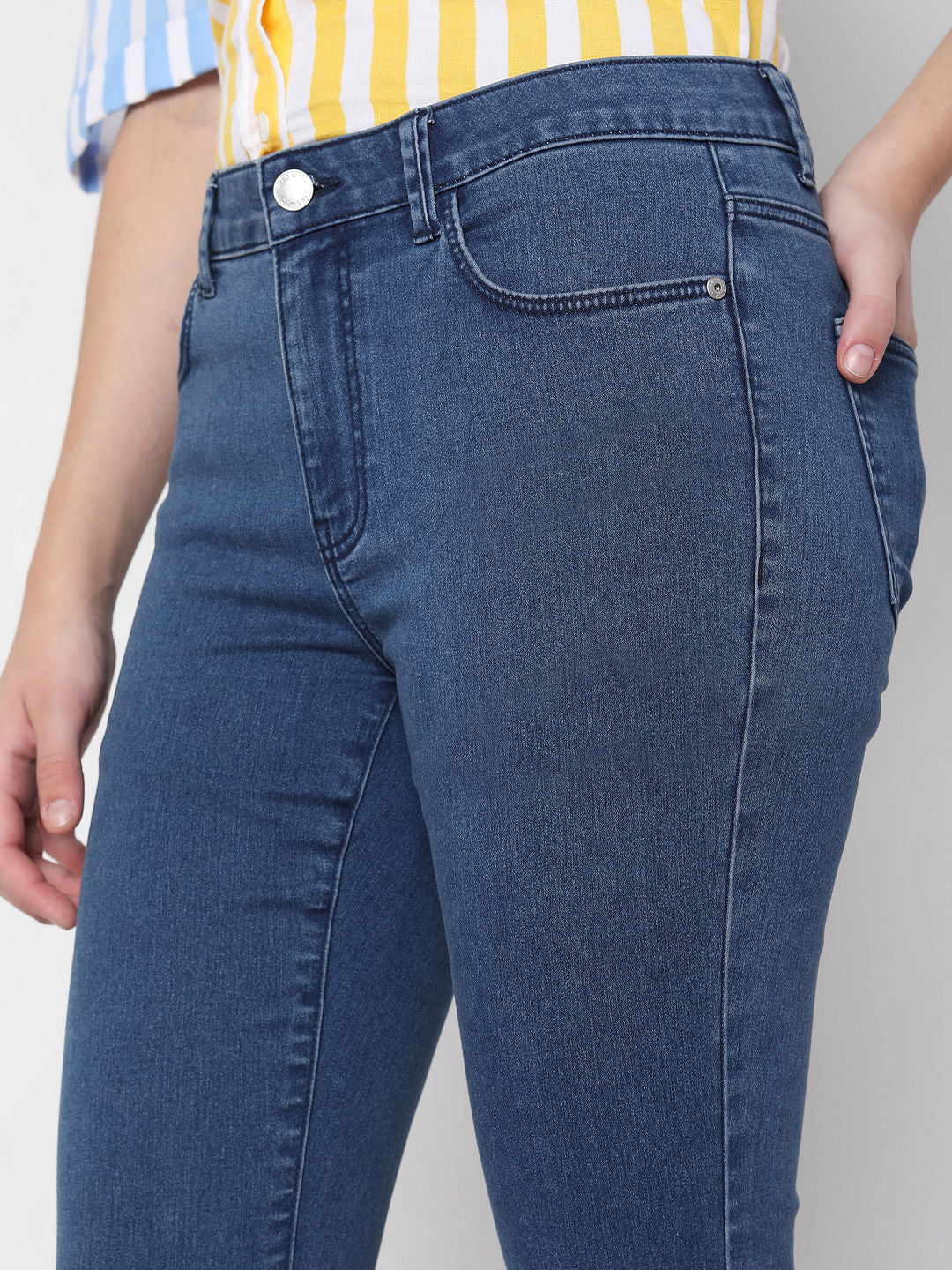 Blue Mid Rise Petra Bootcut Jeans