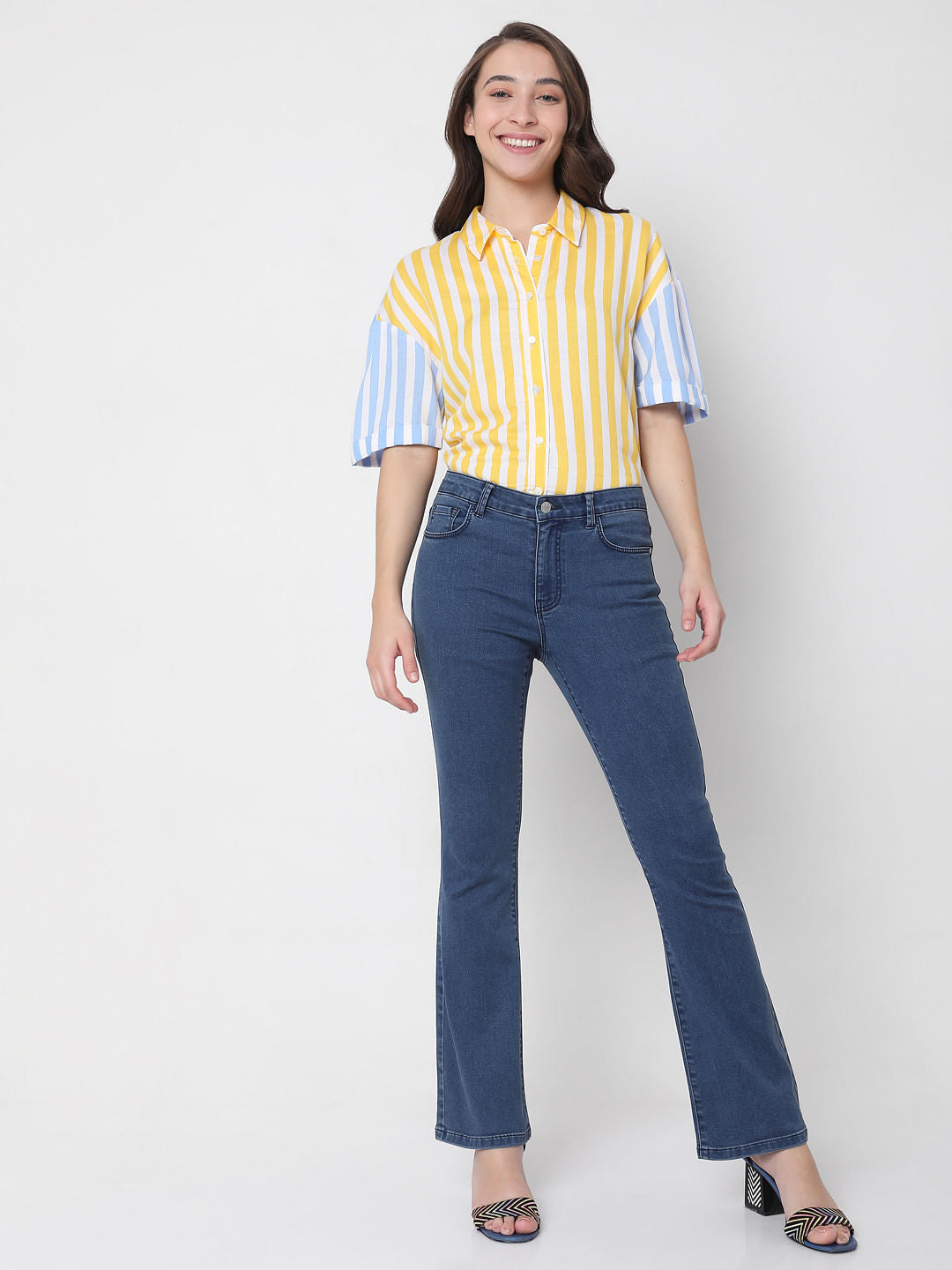 Blue Mid Rise Petra Bootcut Jeans