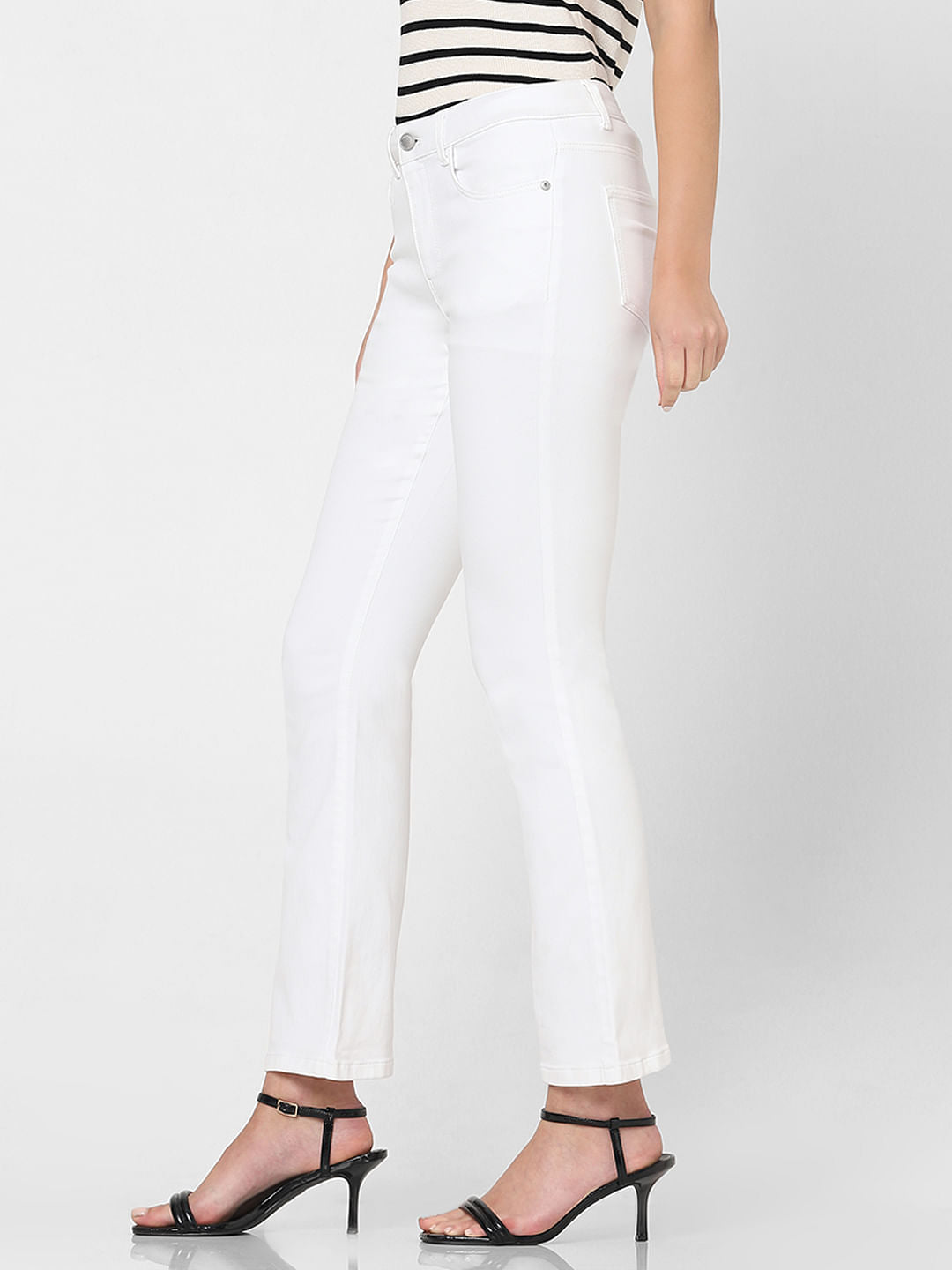 White Mid Rise Petra Bootcut Jeans