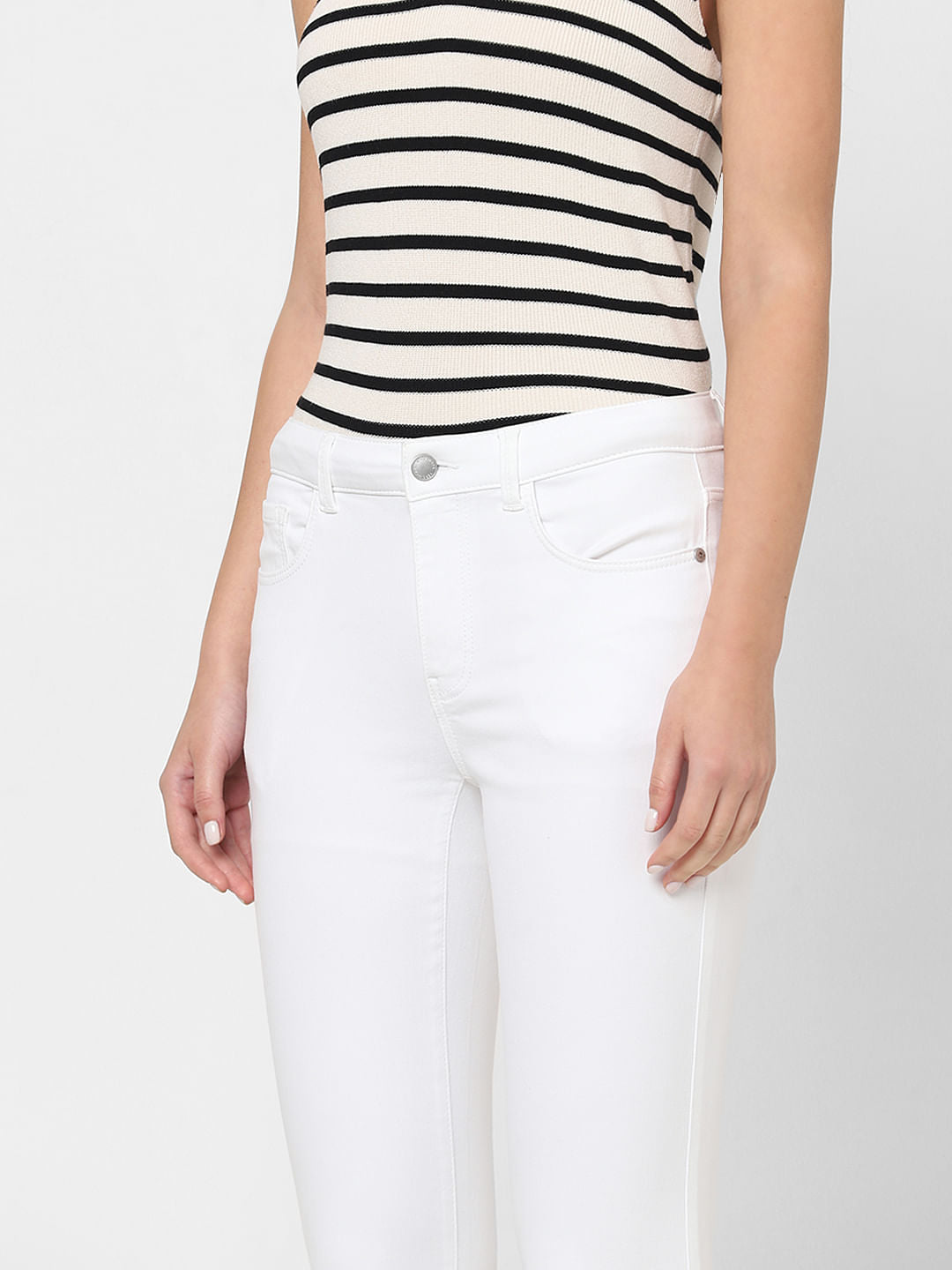White Mid Rise Petra Bootcut Jeans