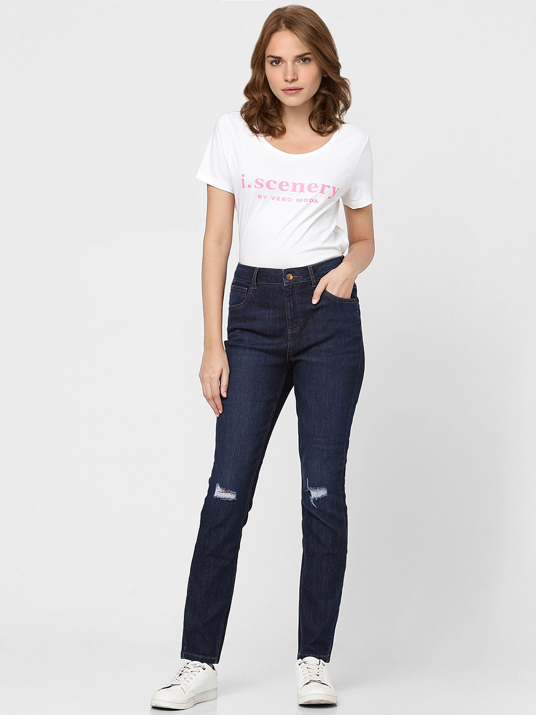 Blue High Rise Slim Jeans