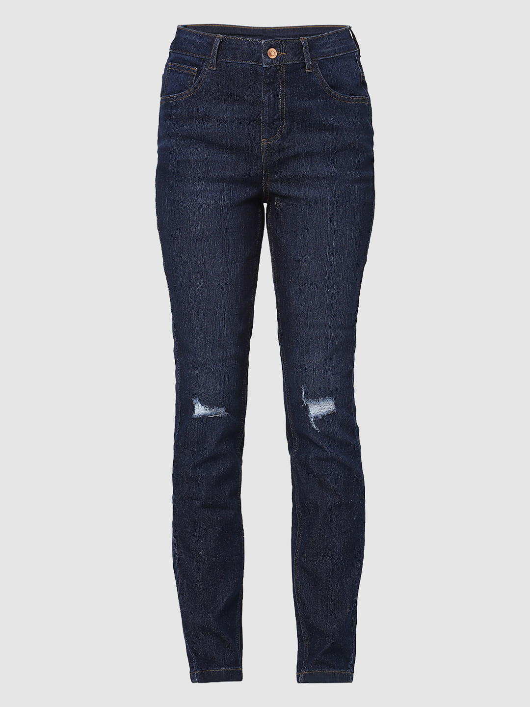 Blue High Rise Slim Jeans