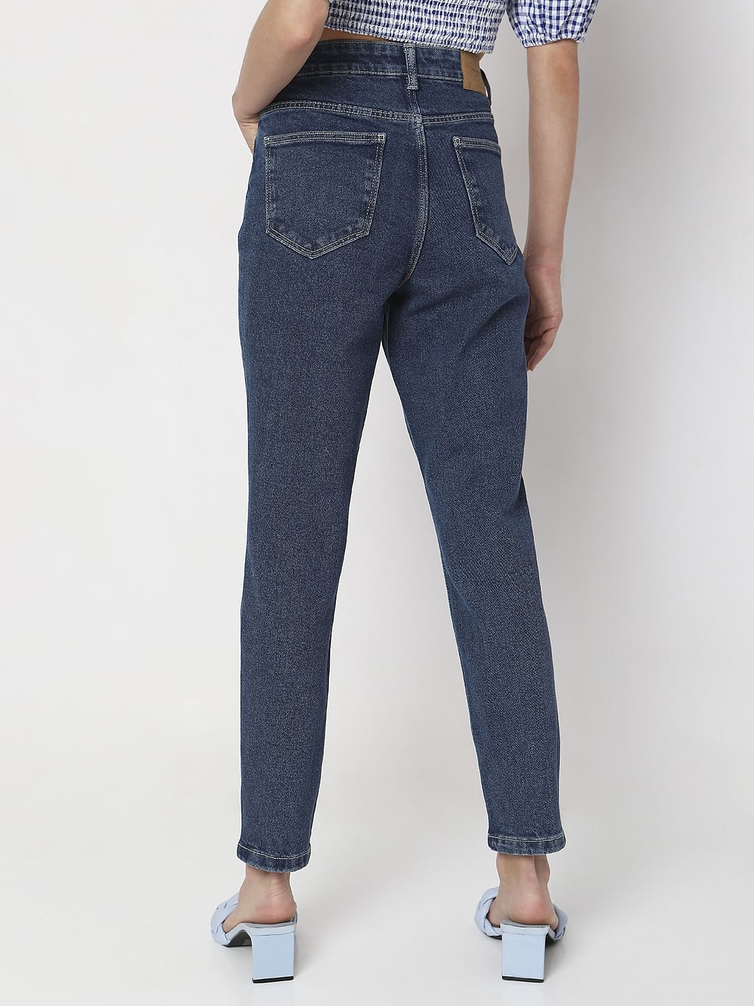 Dark Blue High Rise Tapered Jeans