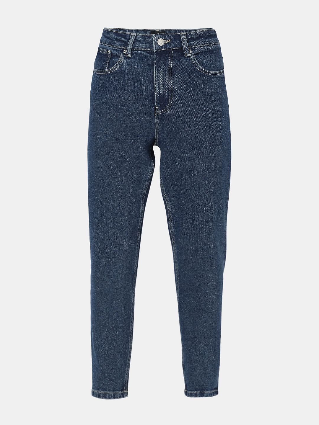 Dark Blue High Rise Tapered Jeans