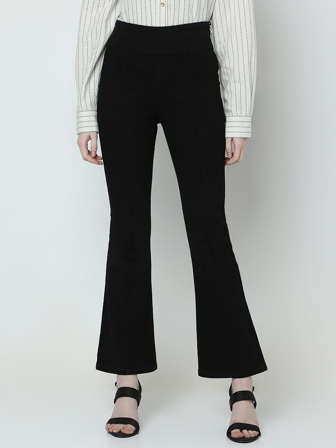 Black High Rise Flared Jeans