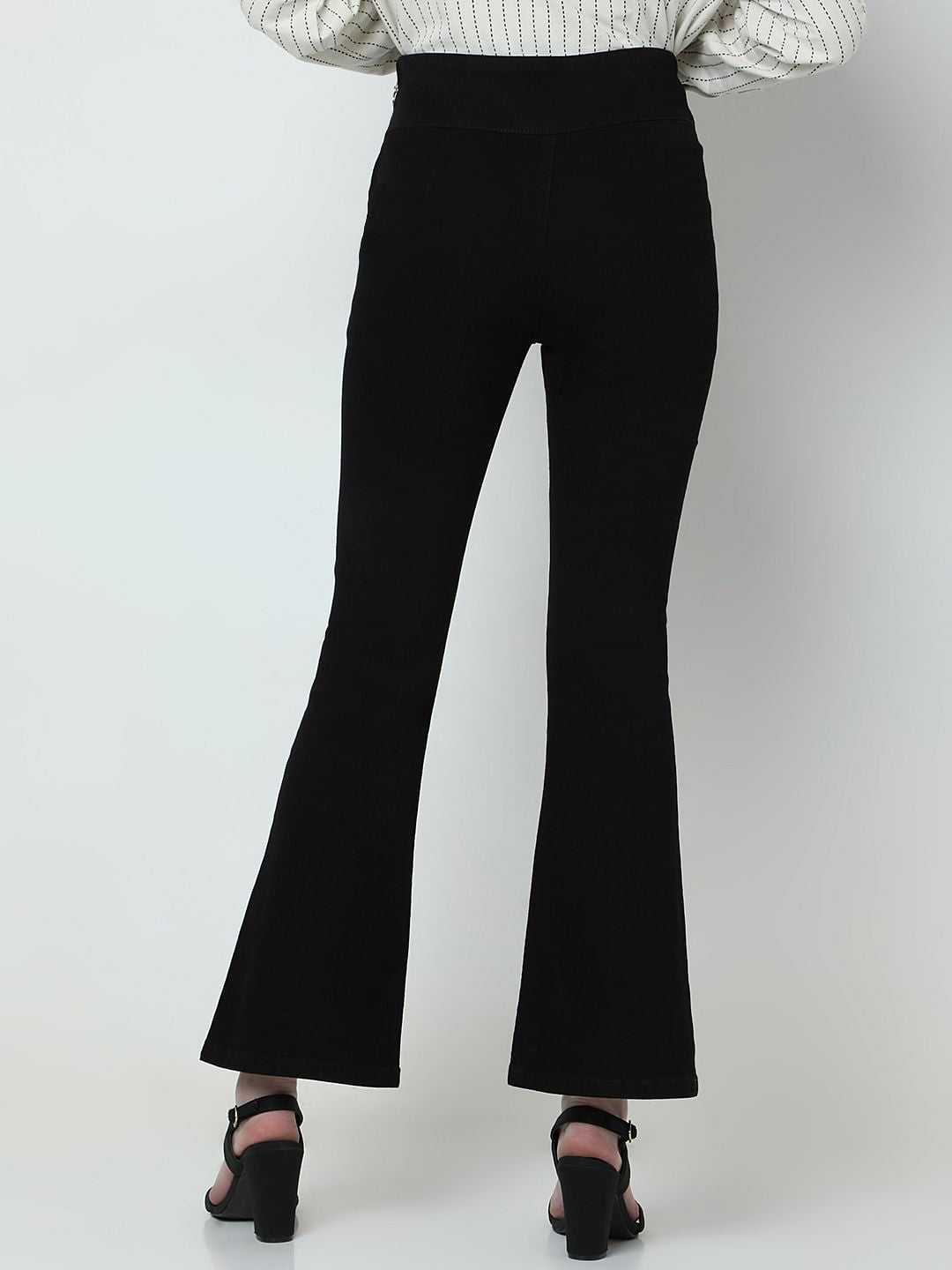Black High Rise Flared Jeans