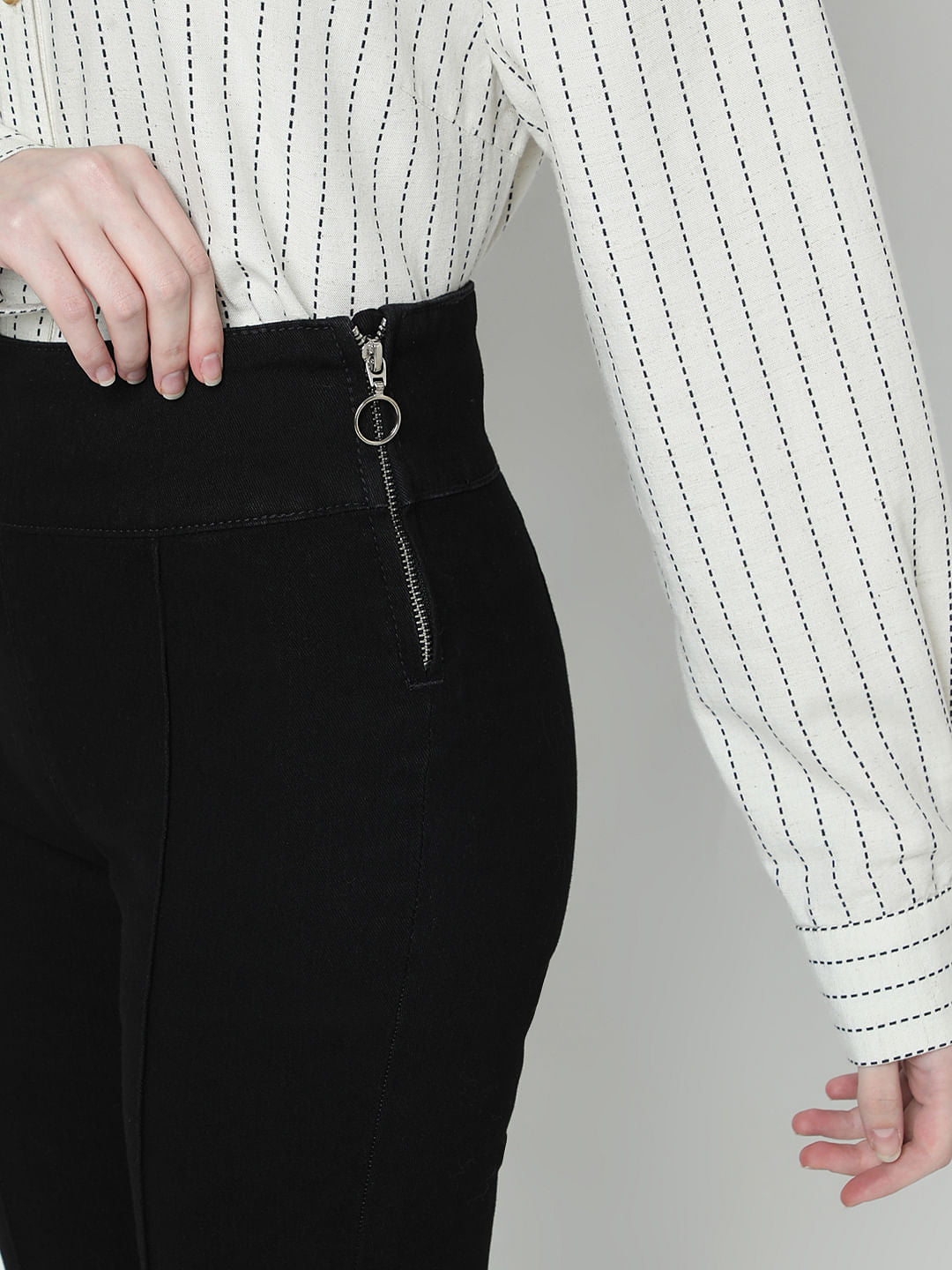 Black High Rise Flared Jeans