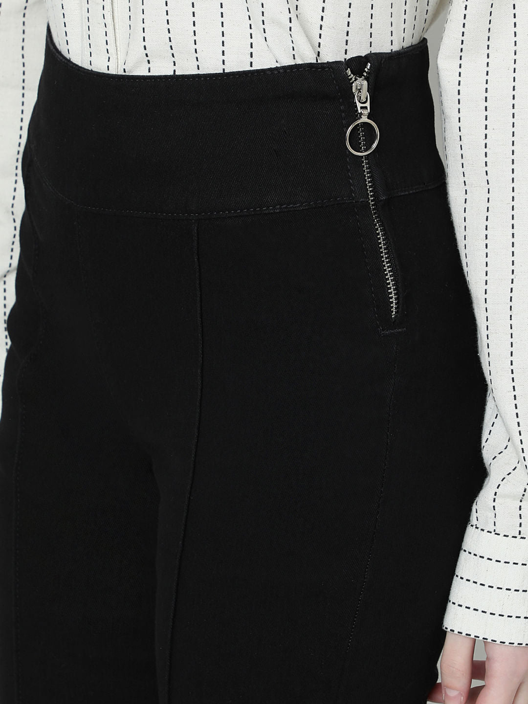Black High Rise Flared Jeans