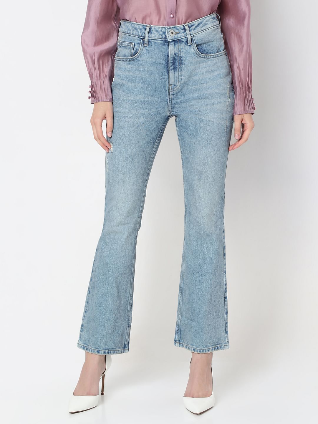 Light Blue High Rise Bootcut Jeans