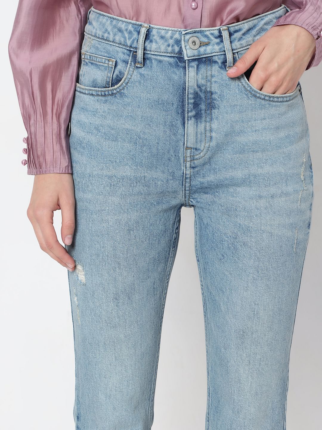 Light Blue High Rise Bootcut Jeans