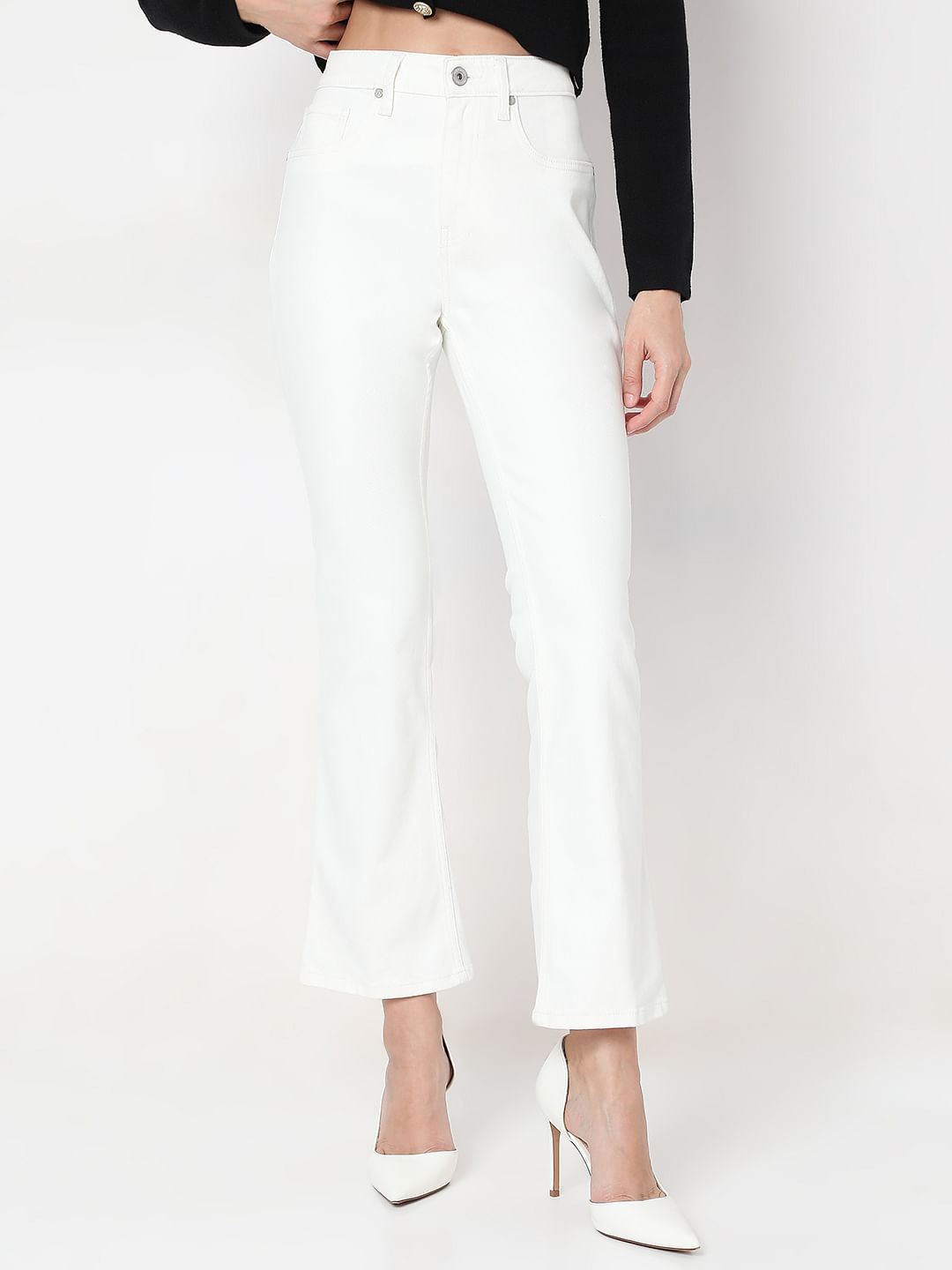 White Bootcut Jeans