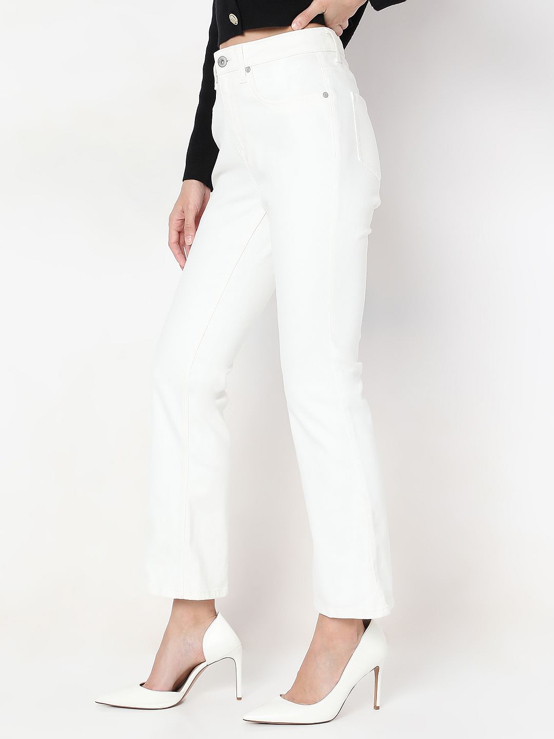 White Bootcut Jeans