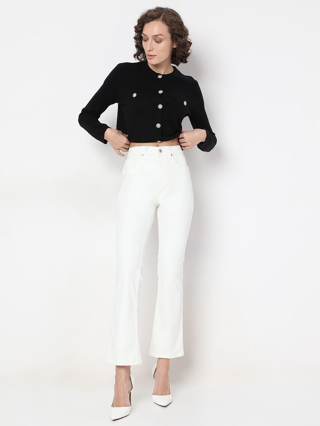 White Bootcut Jeans