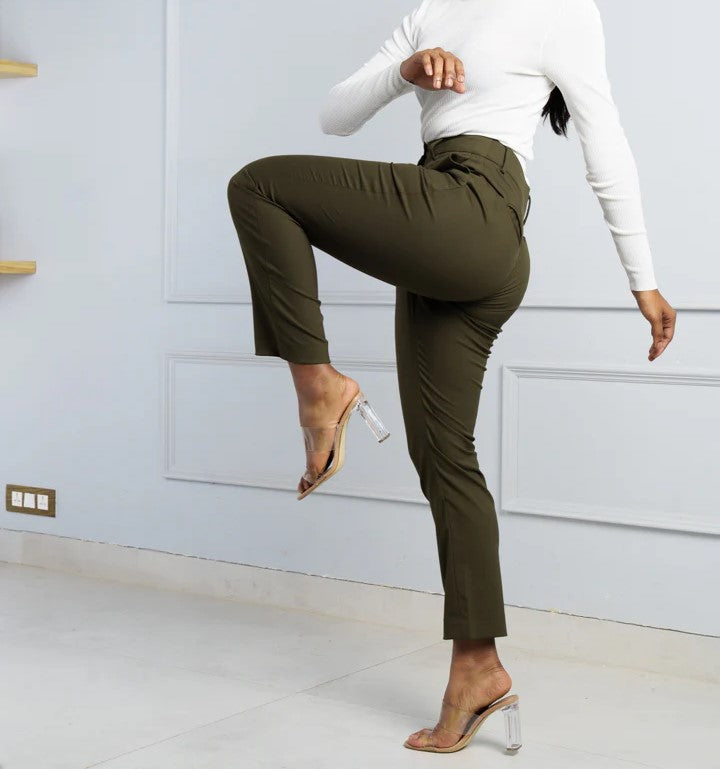 H&_M Olive Stretch Pants