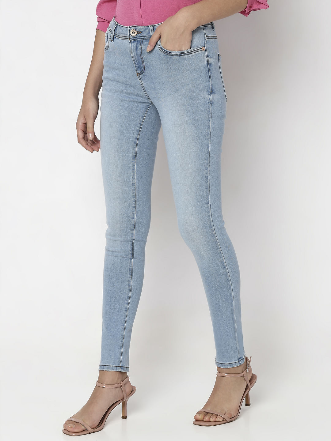 Light Blue Mid Rise Wendy Skinny Jeans
